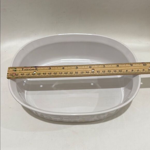 Corningware Pink Trio Ribbed White Ceramic Baking Dish 1.8 Liter 9 1/2 X 7 1/2 - Picture 5 of 9